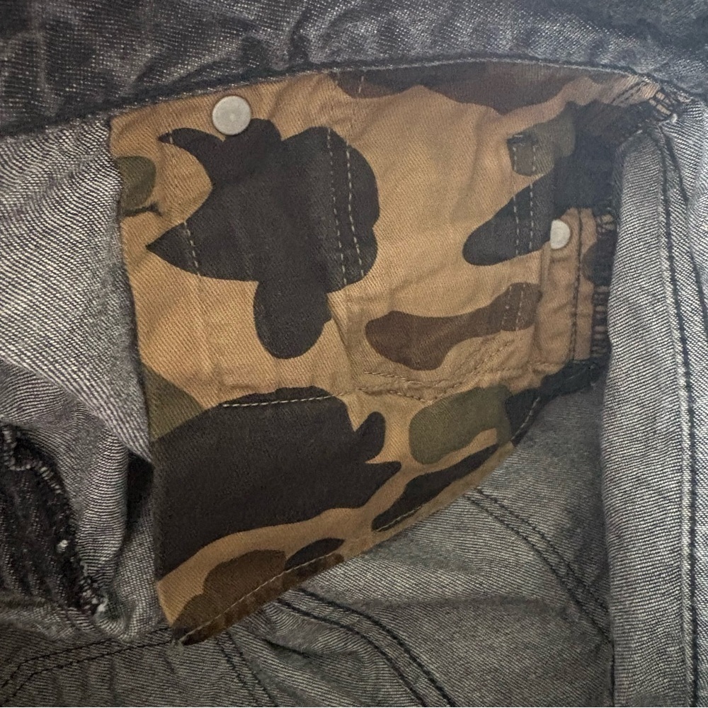 Bape Women sz S Faded Black Denim Shorts A Bathing Ape BAPESTA Striped Low Rise - Picture 11 of 14